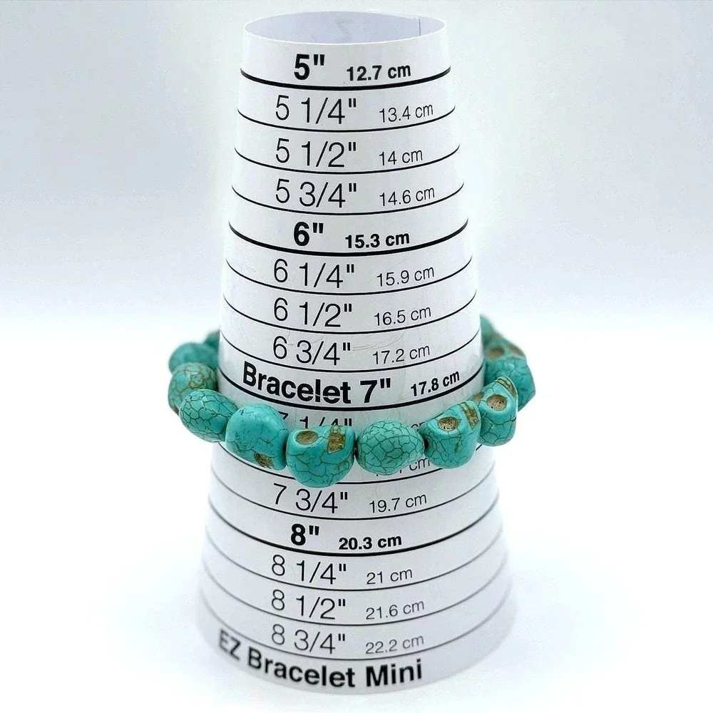 Vintage Turquoise Howlite‎ Skull Stretch Bracelet Halloween Gothic 7.5 Y2K 90s